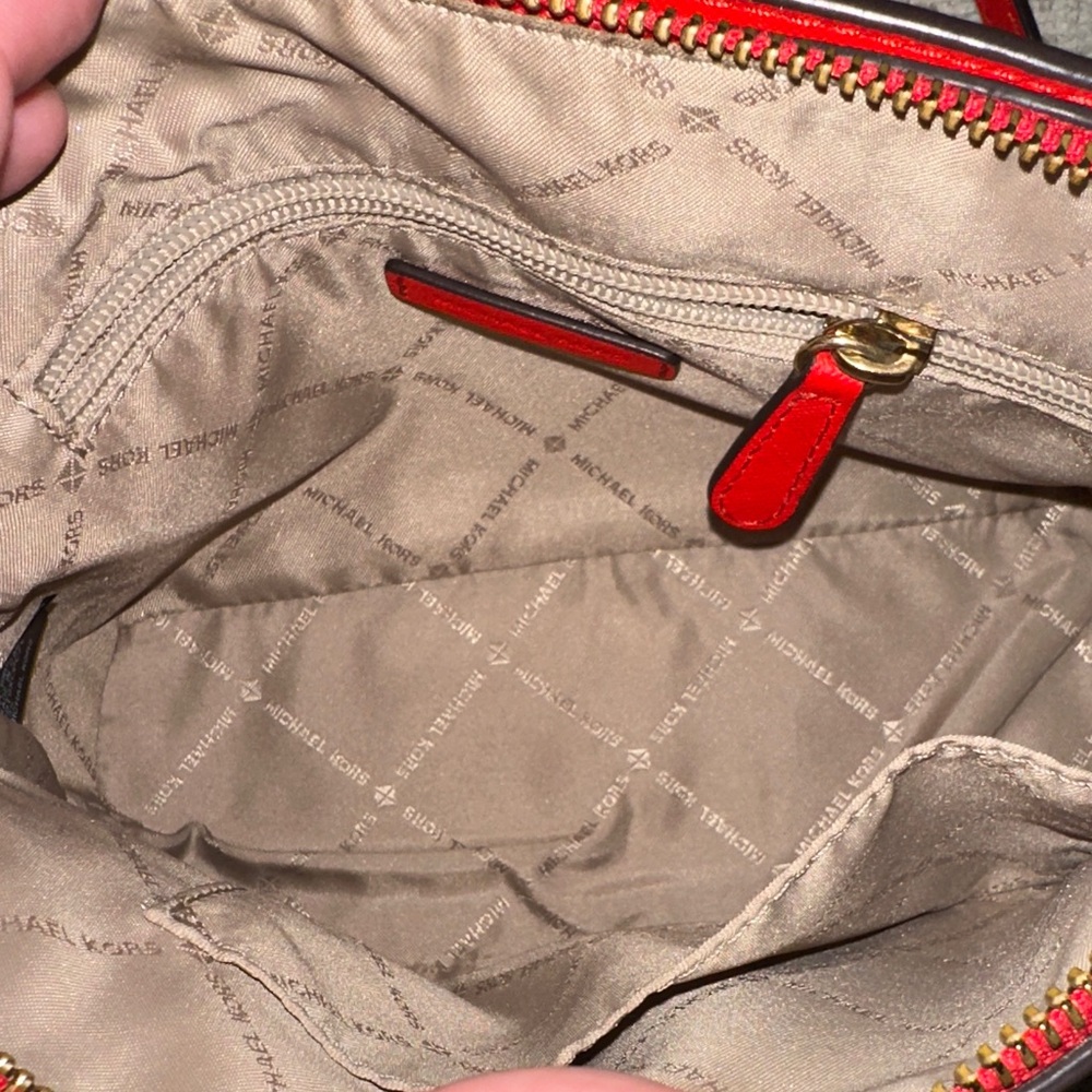 Michael Kors Tan and Red Crossbody Bag - Picture 5 of 8
